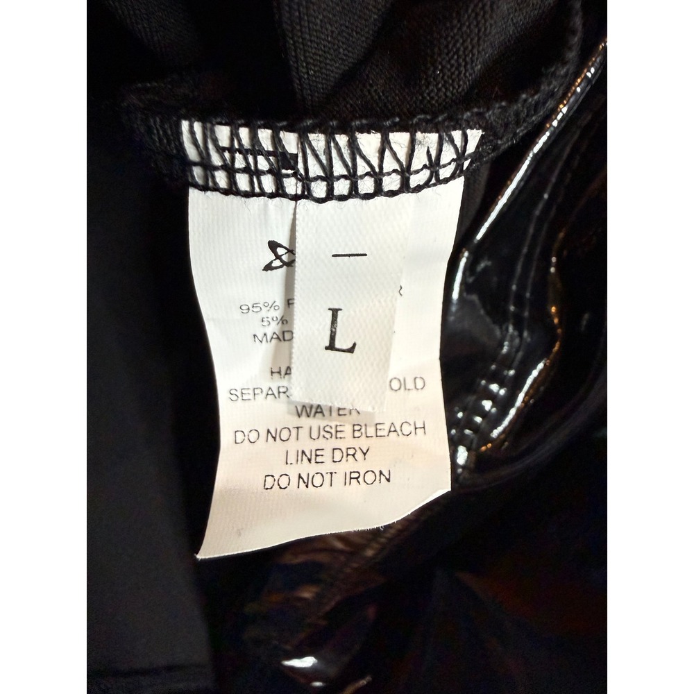 HDE Black Faux Leather Goth punk Grunge Mini Dress Sleeveless Scoop Neck Large - Picture 6 of 9